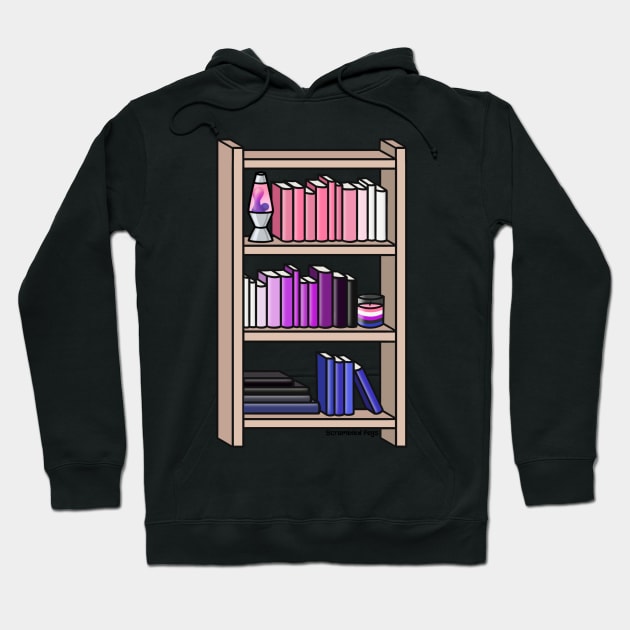 Gender Fluid Pride Bookcase Hoodie by scrambledpegs